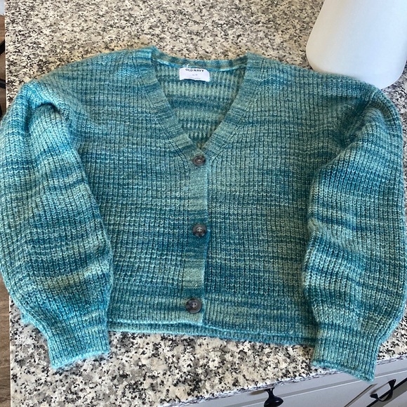 Old Navy blue turquoise green cardigan - Picture 2 of 7
